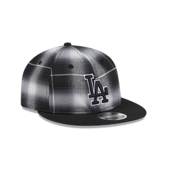 Los Angeles Dodgers Black and White Plaid Retro Crown 9FIFTY Snapback Hat