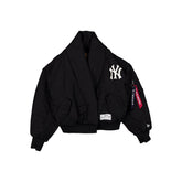 Alpha Industries x New York Yankees Women's Black Shawl Collar Flight Jacket