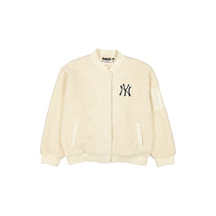 New York Yankees Sherpa Light Beige Women's Bomber Jacket