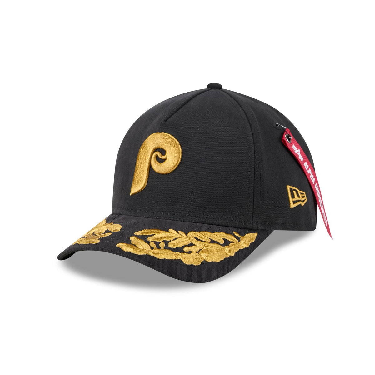 Alpha Industries x Philadelphia Phillies Black 9FORTY M-Crown A-Frame Snapback Hat