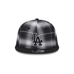 Los Angeles Dodgers Black and White Plaid Retro Crown 9FIFTY Snapback Hat