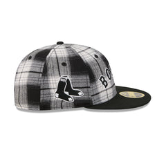 Boston Red Sox Grunge Plaid Retro Crown 59FIFTY Fitted Hat