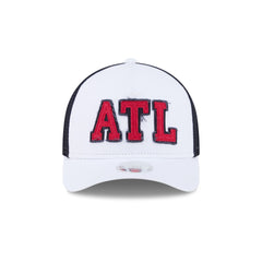 Atlanta Braves Optic White Felt Logo Women's 9FORTY M-Crown A-Frame Trucker Hat