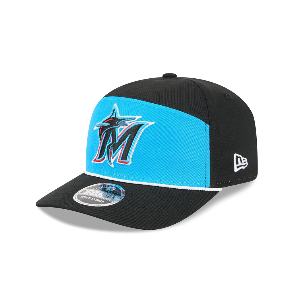 Miami Marlins Split Panel 9SEVENTY Stretch-Snap Hat
